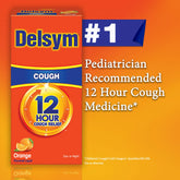 Delsym Adult 12 hour Cough Relief Medicine, Powerful Cough Relief for 12 Good Hours, Cough Suppressing Liquid, #1 Pharmacist Recommended, Orange Flavor, 5 Fl Oz